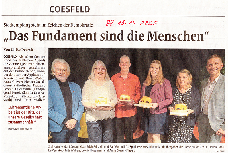 2025 10 10 Coesfelder Ehrenamtspreis Claudia Kraska Venjakob AZ Bericht 2 a www