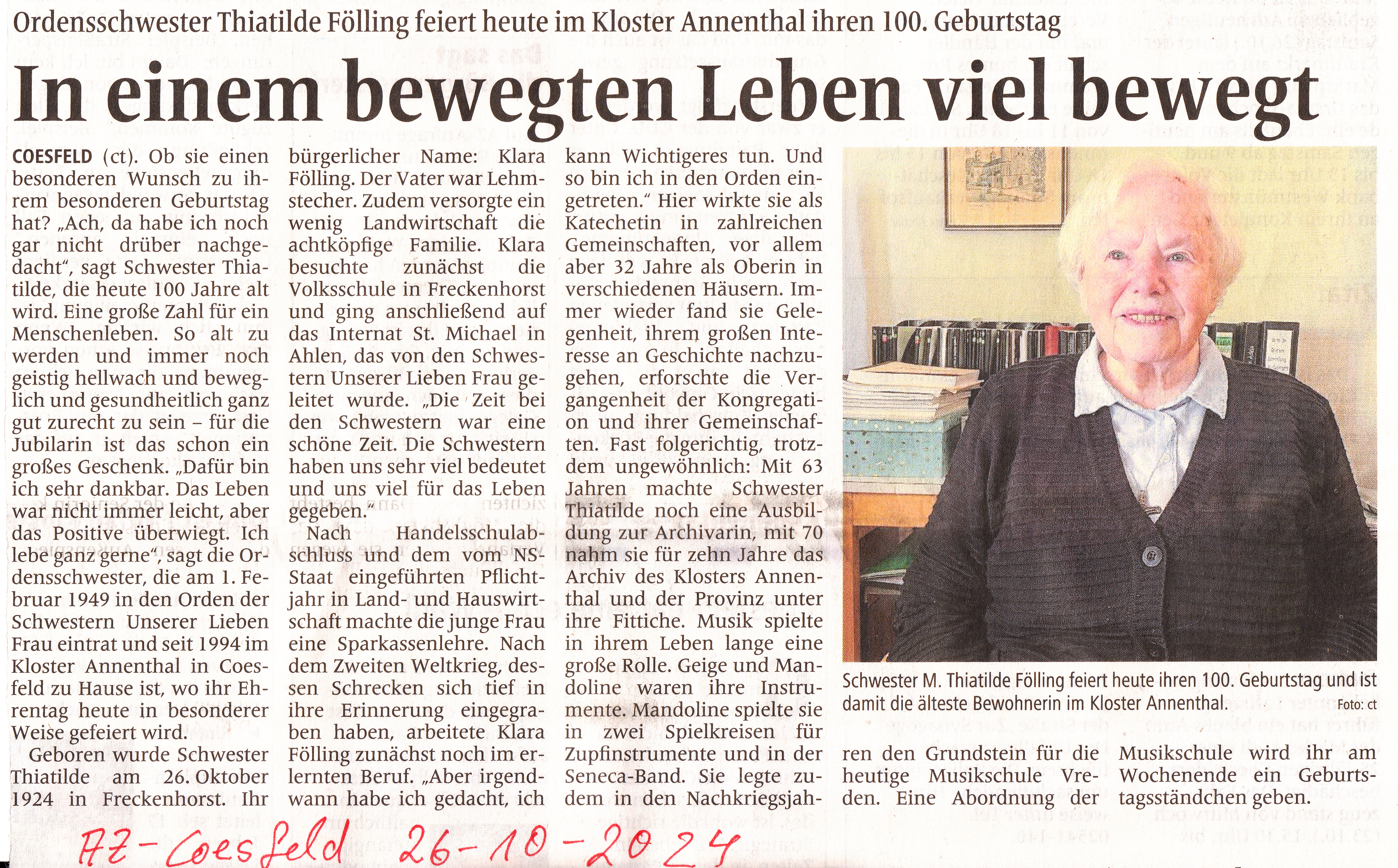 2024 10 26 SeNeCa Band Mitglied wird 100 Jahre