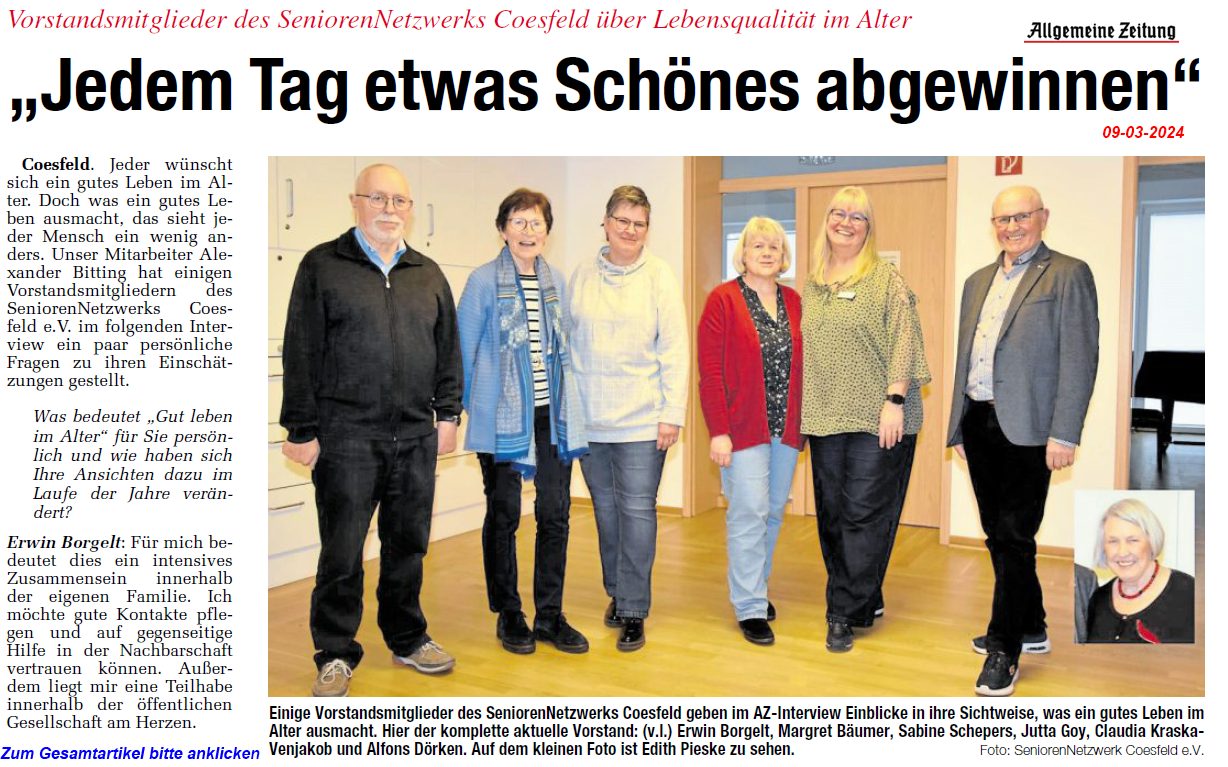 2024 03 09 Allgemeine Zeitung SNC Lebensqualitaet im Alter